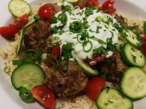 Spicy Lamb Meatball Bowl