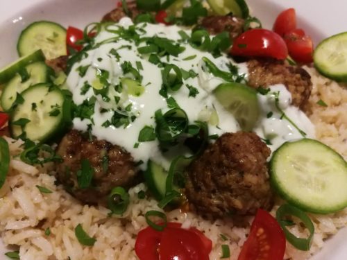 Spicy Lamb Meatball Bowl