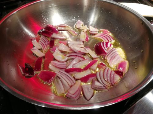 Saute purple onion