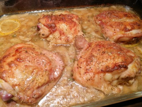 Easy Baked Chicken Thighs ready to plate