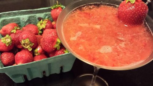 Strawberry Martini and basket of strawberries