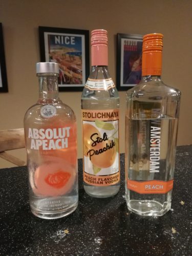 Three peach vodkas
