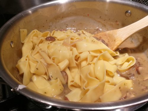 Add the Pappardelle pasta to the mushroom sauce