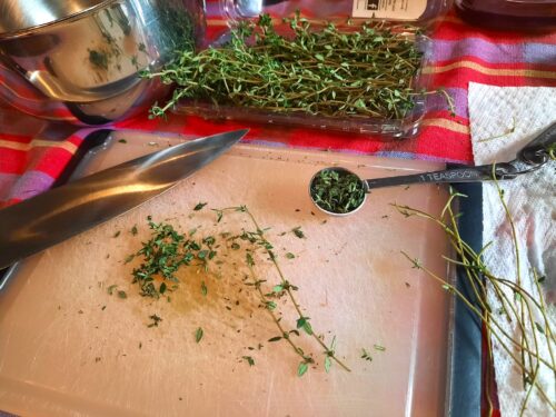 Finely chop fresh thyme leaves