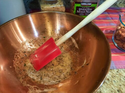 Whisk maple syrup and spices into egg whites