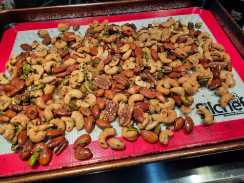 Savory Spiced Mixed Nuts ready to bake