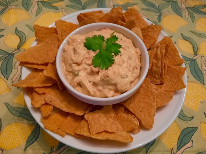 Serve my Easy Queso Dip warm or chilled with tortilla chips (Photo Credit: Adroit Ideals)