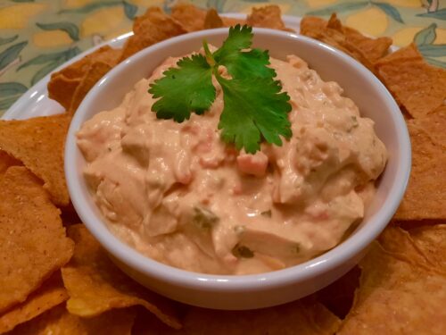 Easy Queso Dip served with Tortilla Chips (Photo Credit: Adroit Ideals)